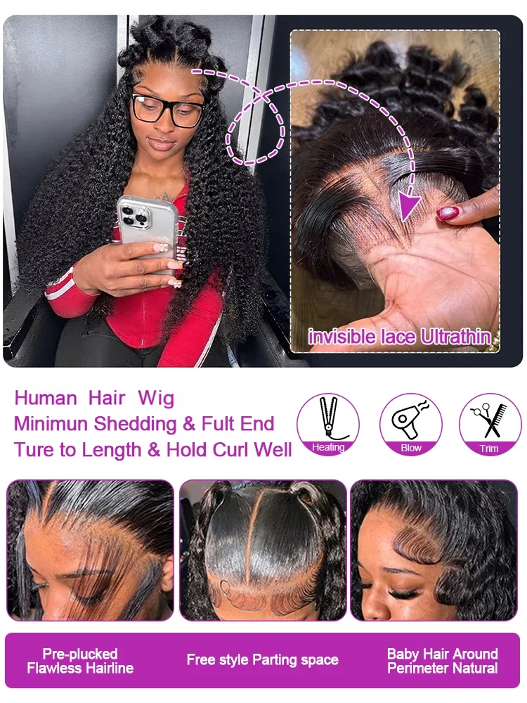 40 46 Inch Water Wave Curly Lace Front Wig 13x6 HD Deep Wave Lace Frontal Wig 300% Density Glueless Human Hair Wig For Women image 5