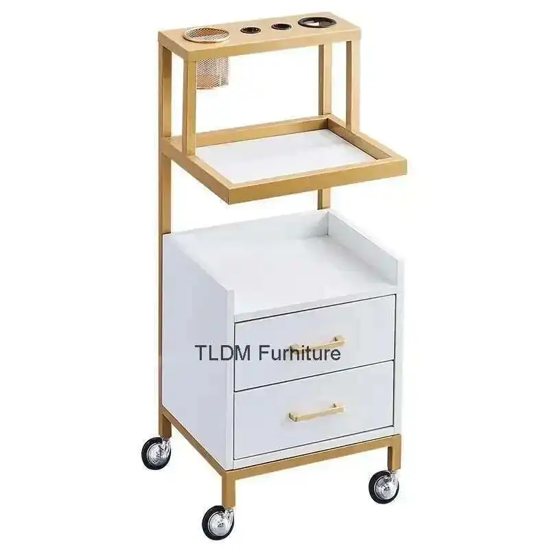 

Rolling Utility Trolley Cheap Beauty Salon Chairs Saloon Trolleys Hairdressing Wheels Aluminum Storage Aesthetic Furniture Gold