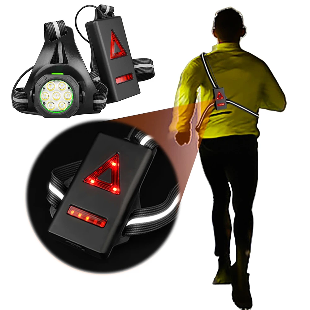 LED Cycling Chest Light USB Rechargeable Ultra Bright Safety Lamp 3 Modes Lightweight Chest Run Light for Camping Hiking Running