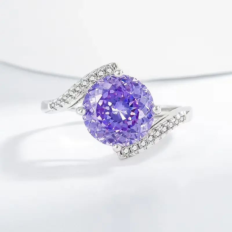 

Стерлингового Серебра 925, яркий ледяной цветок, птичье гнездо, аметист, циркон, элегантное классическое женское банкетное кольцо