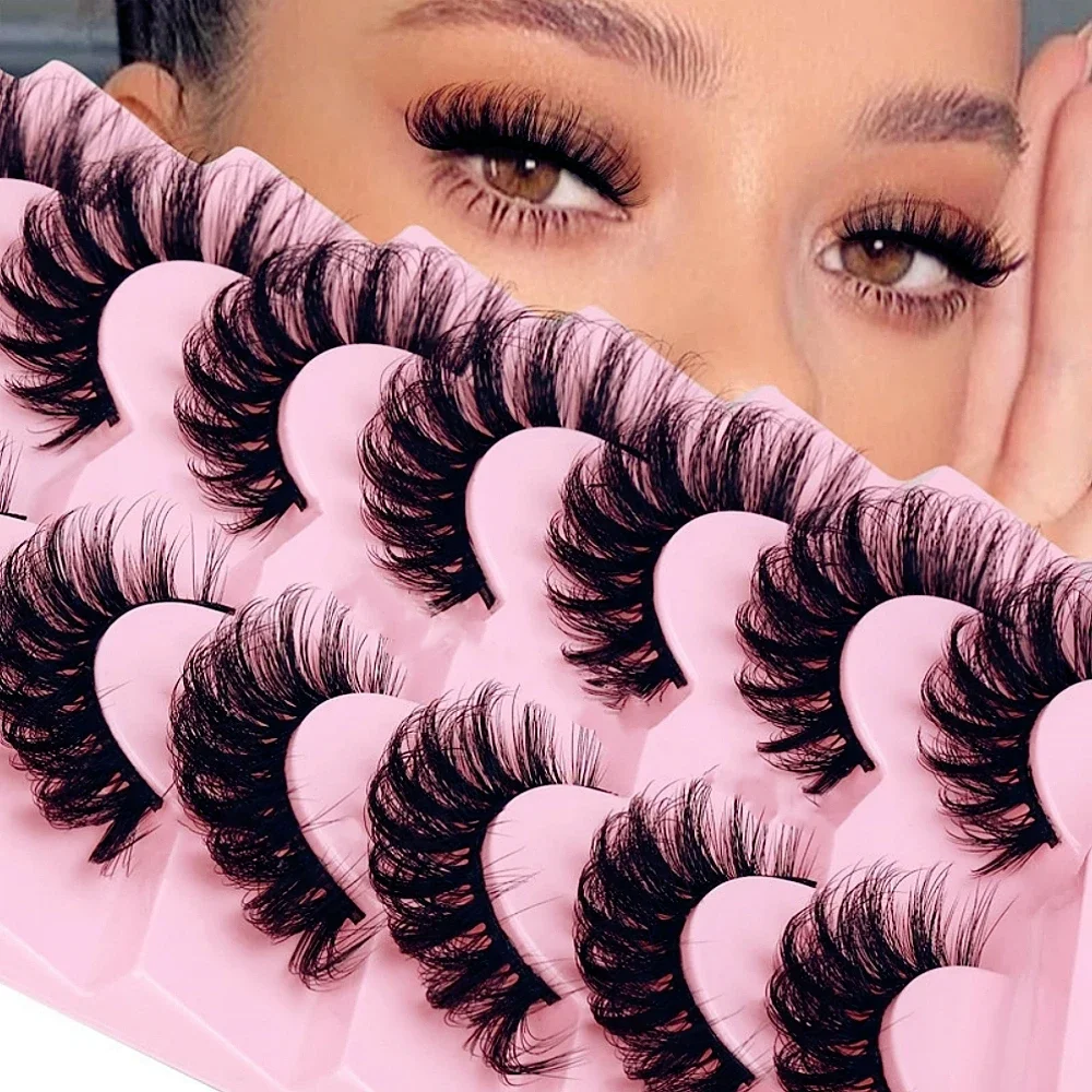 7 Pairs Russian Strip Eyelashes Thick Slender Fluffy False Eyelashes Daily Thick Eye End Lengthening Messy Lashes