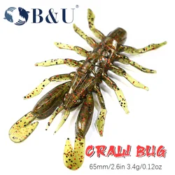 B&U Larva Bug Soft Lures Soft Plastic Lures Shrimp Fishing Lure Craw Freshwater Swimbaits Silicone Soft Bait Worm bait