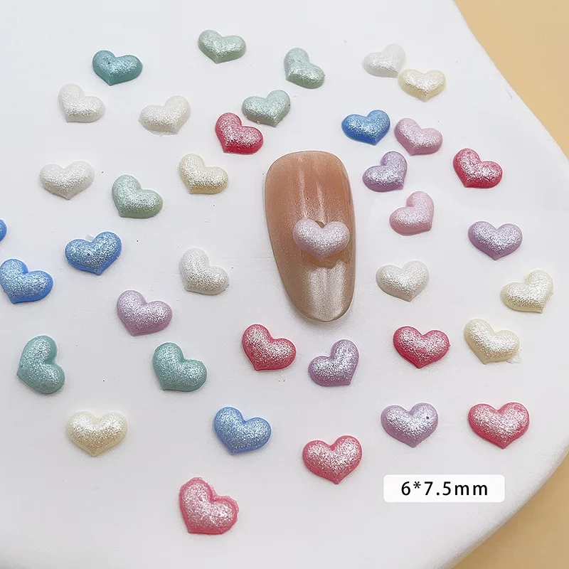 200Pc/Pack 6×7.5mm Colorful Heart Resin Nail Charms - 3D Press-On Nail Art, Sweet Multicolor Nail Decor for DIY Kawaii Manicures