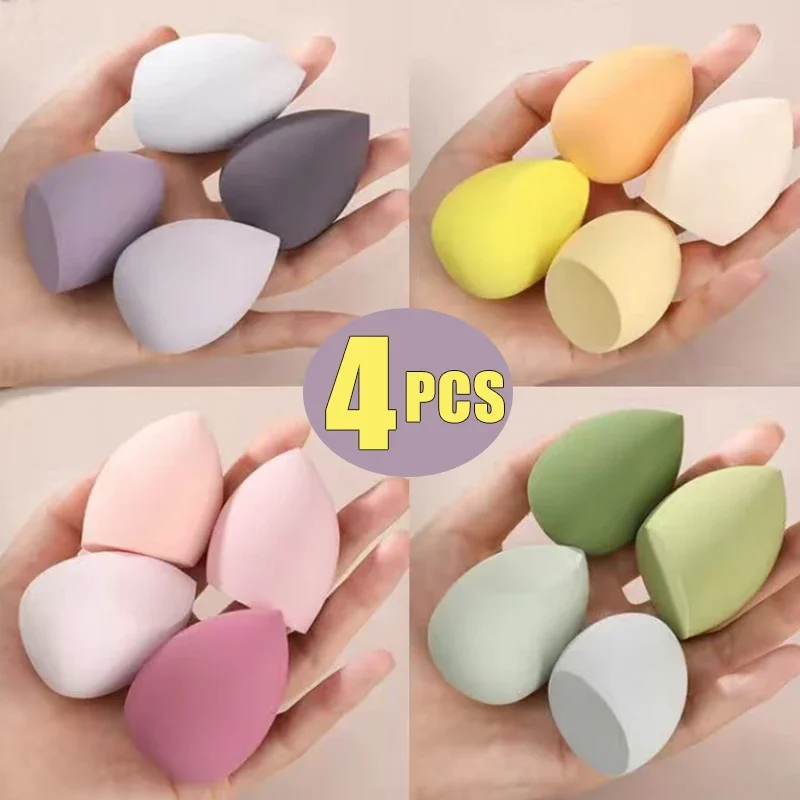 4 stks/doos Zachte Spons Schoonheid Cosmetische Eieren Concealer Foundation Droog Nat Gebruik Makeup Tools Roze Paars Cosmetica Rookwolken Applicator