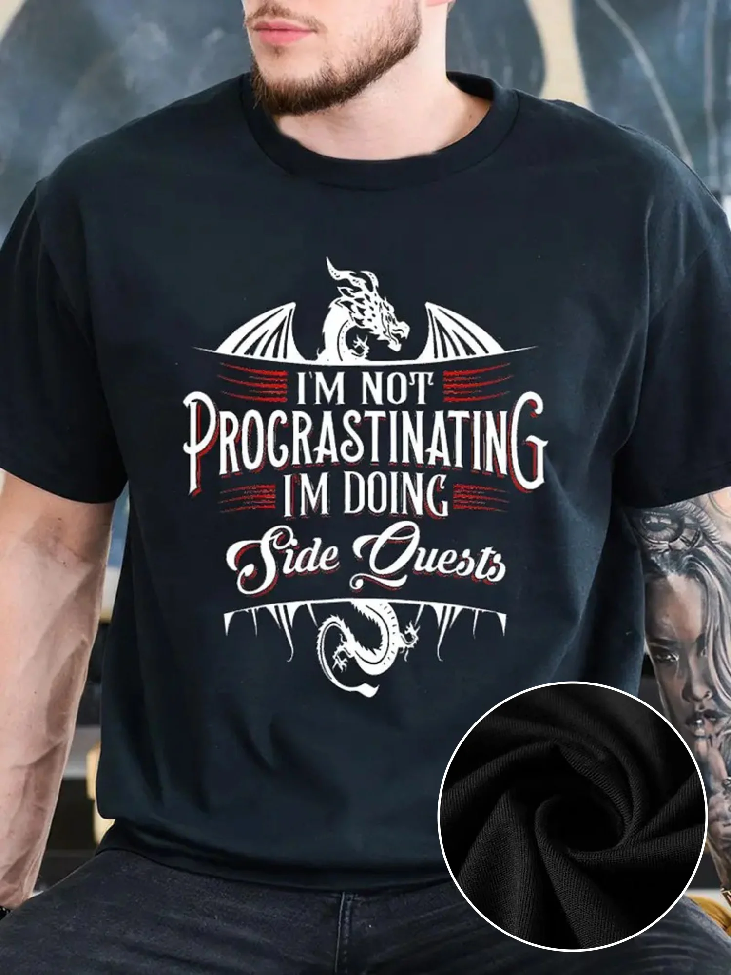 

Men's Pure Cotton Dragon T-Shirt - Soft, Breathable, Fashionable for Outdoor Activities