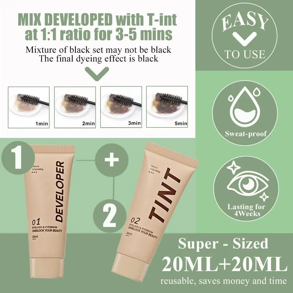 New Long Lasting Lash Color Kit 2 In 1 Waterproof Fast Dye Kit Black Color Easy to Use Eyelash Eyebrow Color Kit