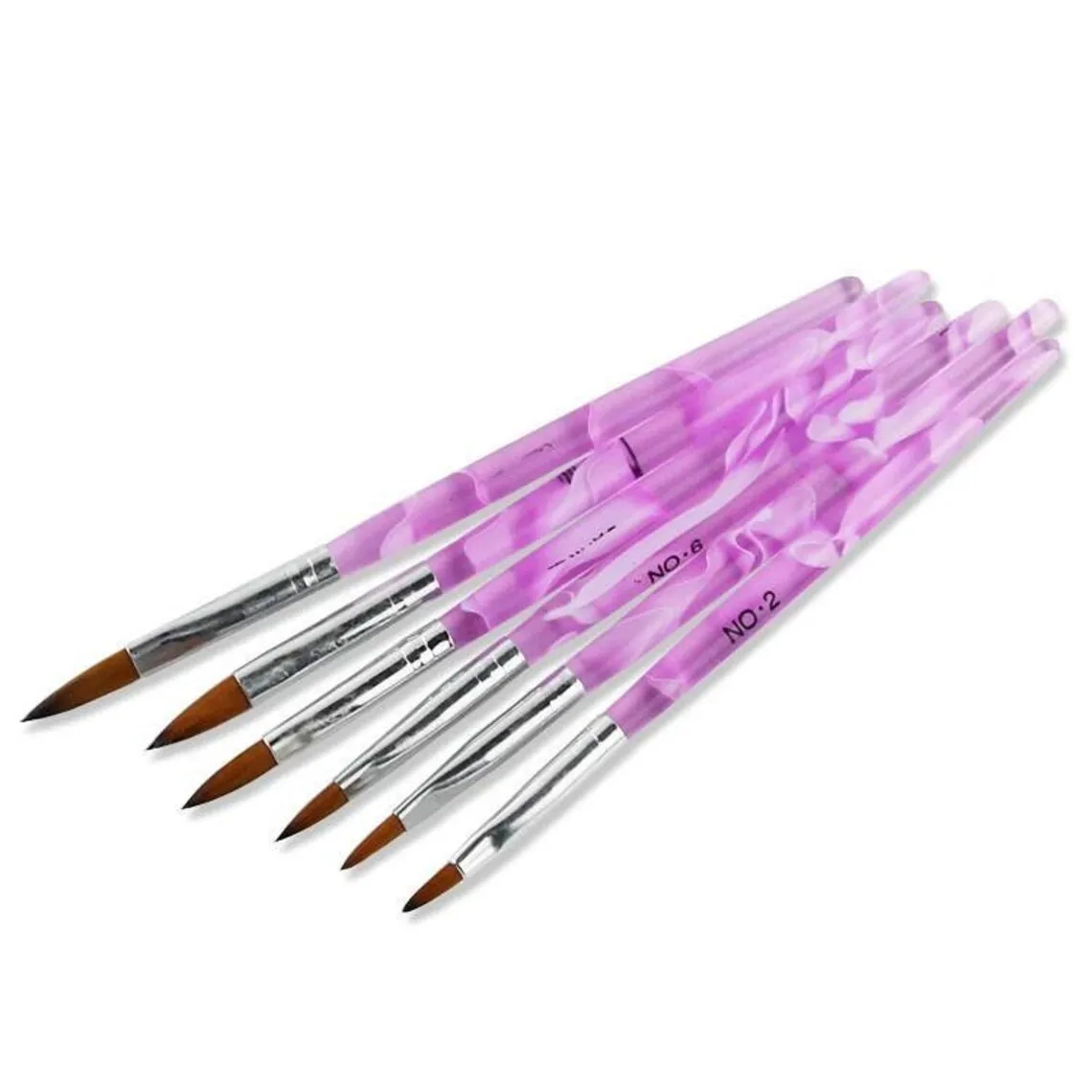 

6Pcs Acrylic Nail Brush Set Mix-Sizes Nail Art Brush UV Gel Builder Painting Drawing Brushes Carved Pen Nail art Painting Tools&