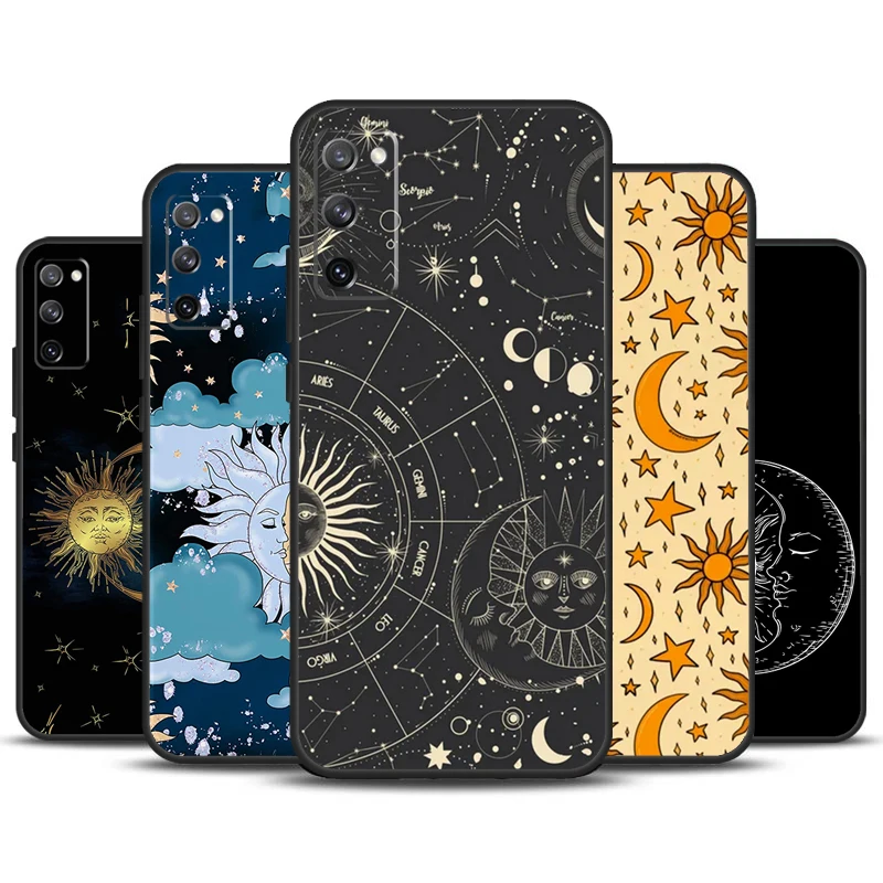 Sun Moons Star Signs Celestial Phone Case For Samsung Galaxy S23 S24 Ultra S22 S20 S21 FE Note 20 10 S8 S9 S10 Plus Cover