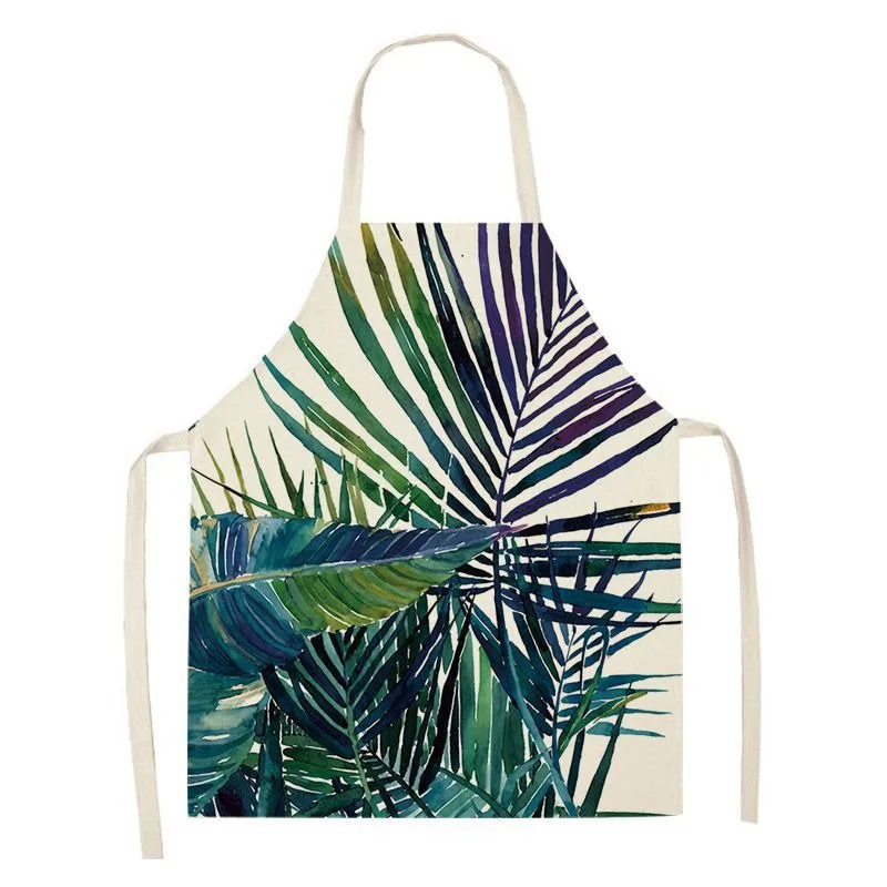 Classic green plant fresh monstera pattern sleeveless apron home cleaning bib kitchen cooking baking apron