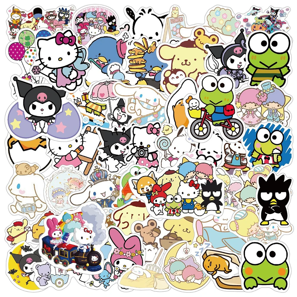 10/30/49pcs Cute Sanrio Stickers Cartoon Kuromi My Melody Hello Kitty Decals Laptop Album Phone Diary Anime Decoration Sticker