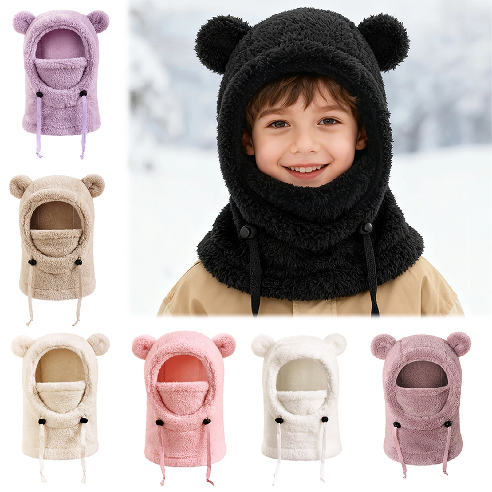 

Balaclava Ski Mask For Kids One Piece Slouchy Fleece Beanie Hats Scarf Mask Cold Protection Warmth Cover Hat Soft Breathable Hat