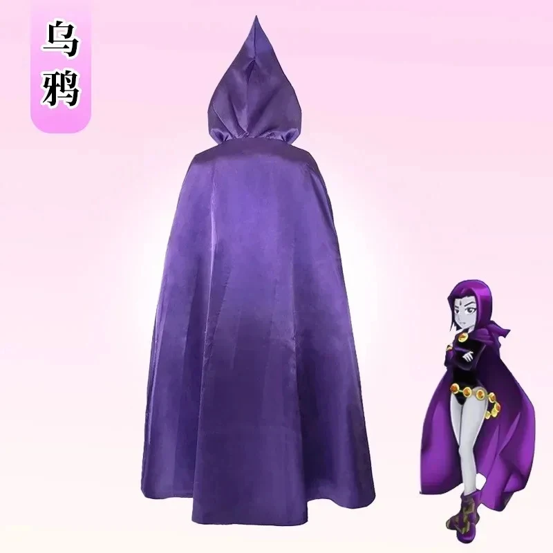 w-3'c\6b'-★-ハロウィン-コスプレ衣装-ティーン-タイタンズ-レイブン-ウィッグ-スーパーヒーロー-パープル-クローク-ジャンプスーツ-ゼンタイ-チェーン-グローバル-ヴィラグ7-m-8\f