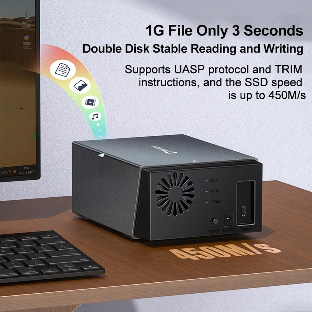 Stasiun Dok HDD Tipe C Meetiger SATA Ke USB 3.0 Stasiun Dok Hard Drive untuk Casing Hard Drive 3.5 Inci dengan Kipas Bawaan