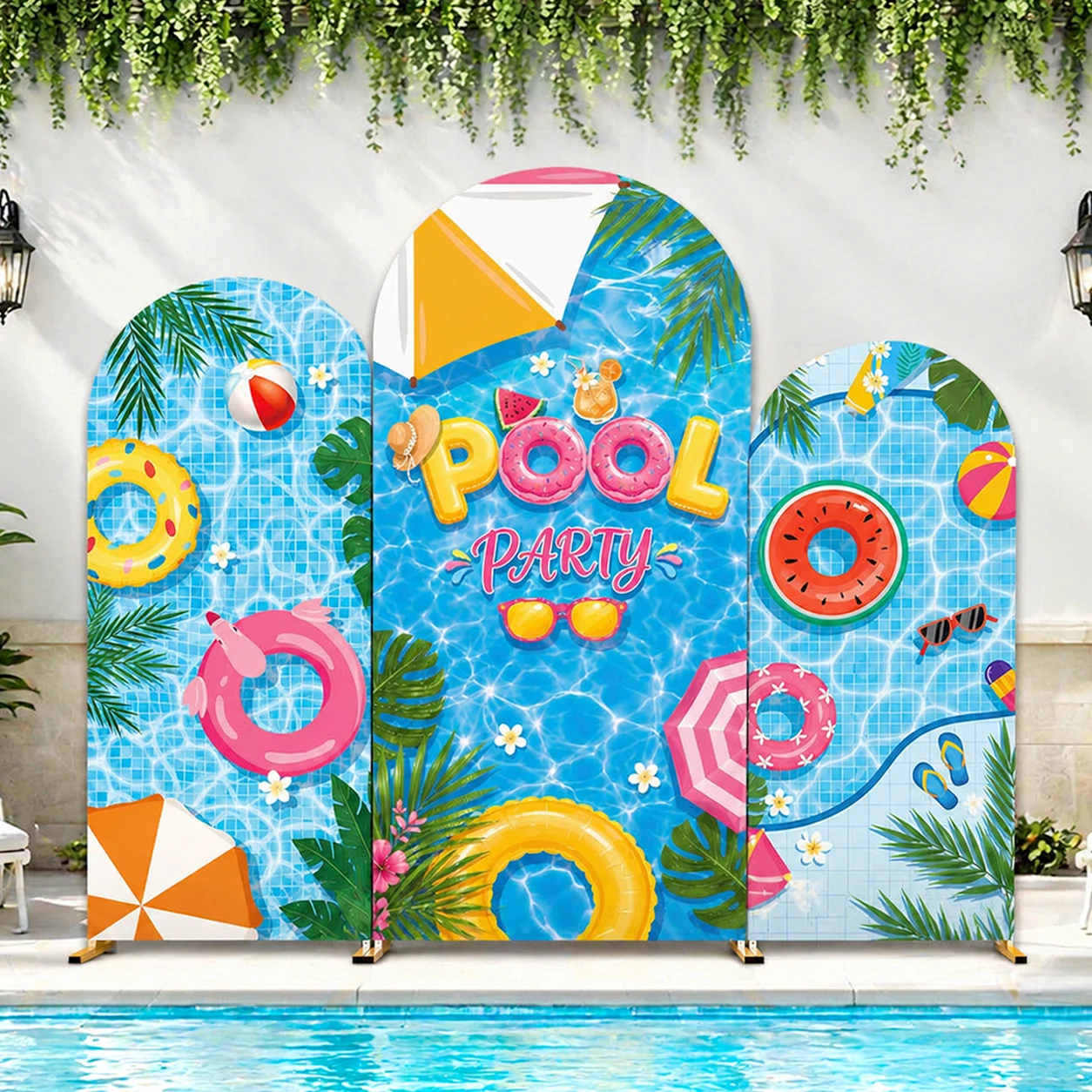 

Pool Party Theme Arch Cover Backdrop Hawaiian Spandex Stretch Arch Cover Summer Season Holiday Swimming Birthday Decoration