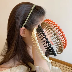 Simple Candy Color Face Wash Headband with Teeth Non-slip Crushing Hair Finishing Hair Clip Pressure Hair Wave Headband