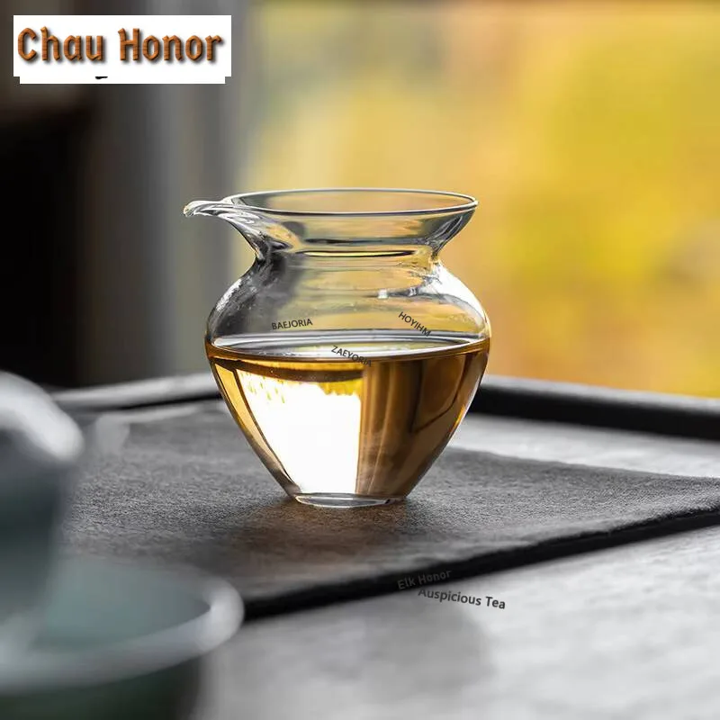 

240ml Lucky Bag Transparent Glass Tea Pitcher High Temperature Resistant Chahai Justice Cup Divide Tea Coffee Drinkware Supplies