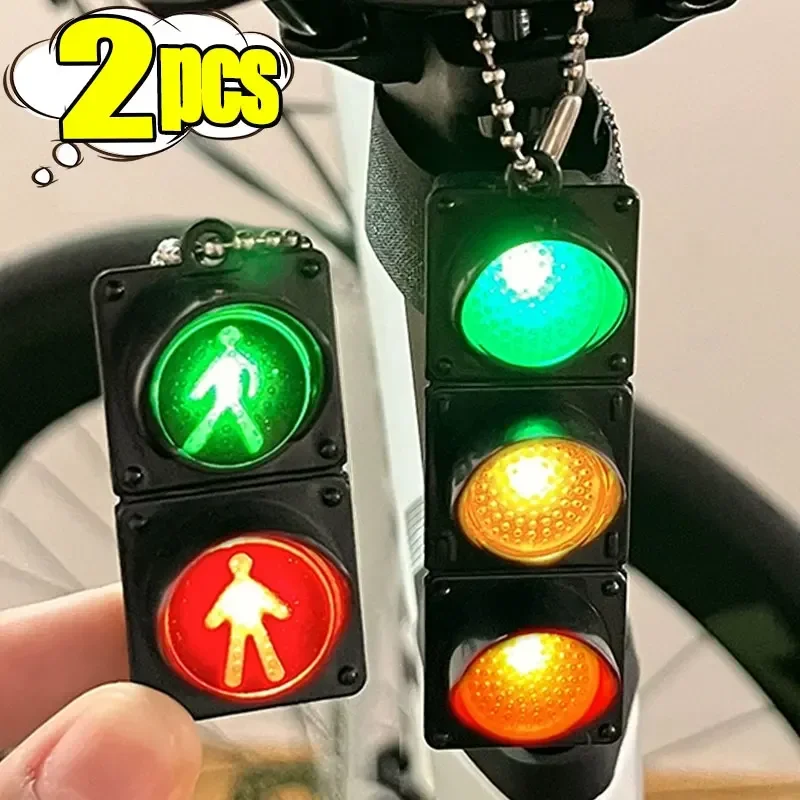 Mini-LED-Ampel-Schlüsselanhänger, simuliertes Fußgänger-Signallicht, leuchtendes Spielzeug, kreativer Taschenanhänger für Kinder, pädagogisches Geschenk – Detail 3