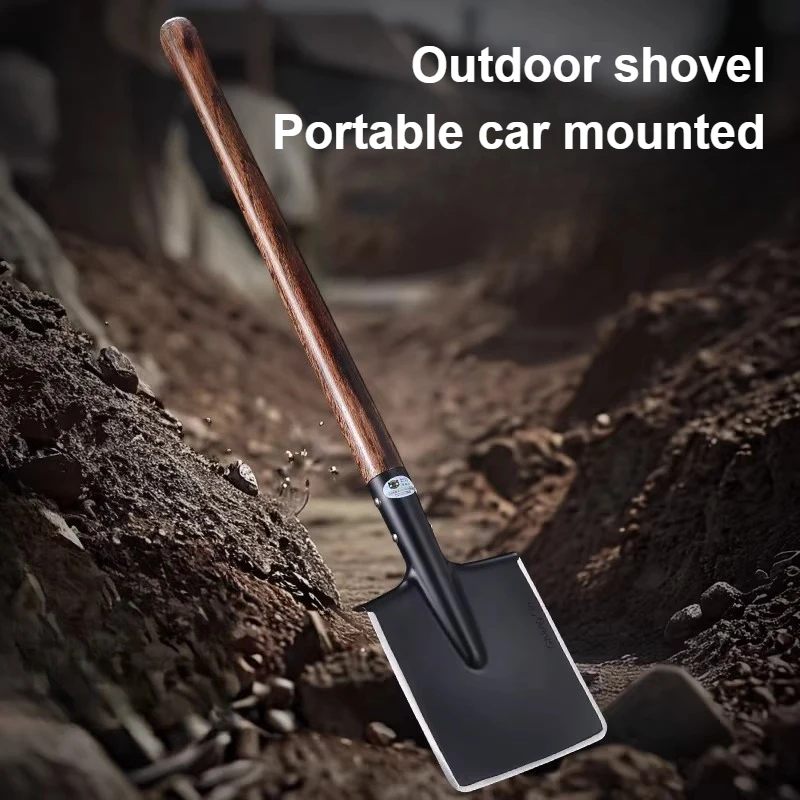 80cm Extended Spade Manganese Steel Flat Head Shovel Thick Vehicle Mounted Spades Multifunctional Ice Scraper Hand Shovels