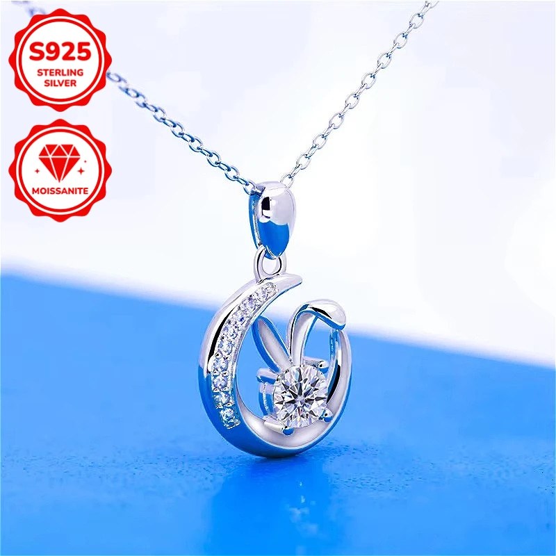 

1Pc 0.5Carat This 925 Sterling Silver Rabbit Moissanite Necklace Is An Exquisite and Adorable Pendant Necklace Suitable.