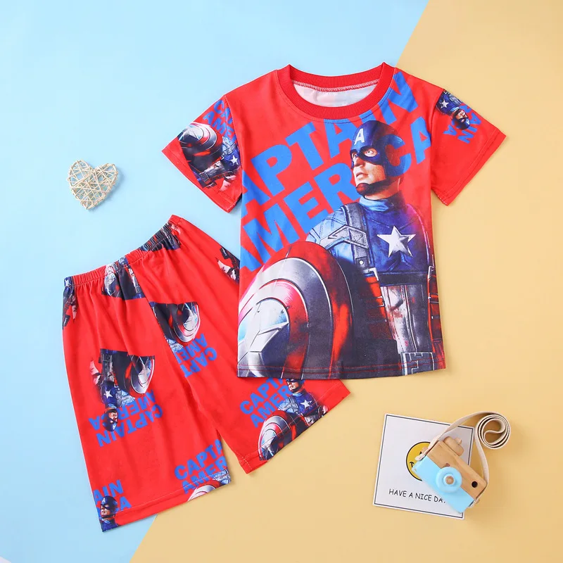 Summer Boy Short Sleeve Pajamas Set Cartoon Spiderman McQueen Cars Sleepwear Baby Homewear Children Clothes Kid Nightgown Pijama