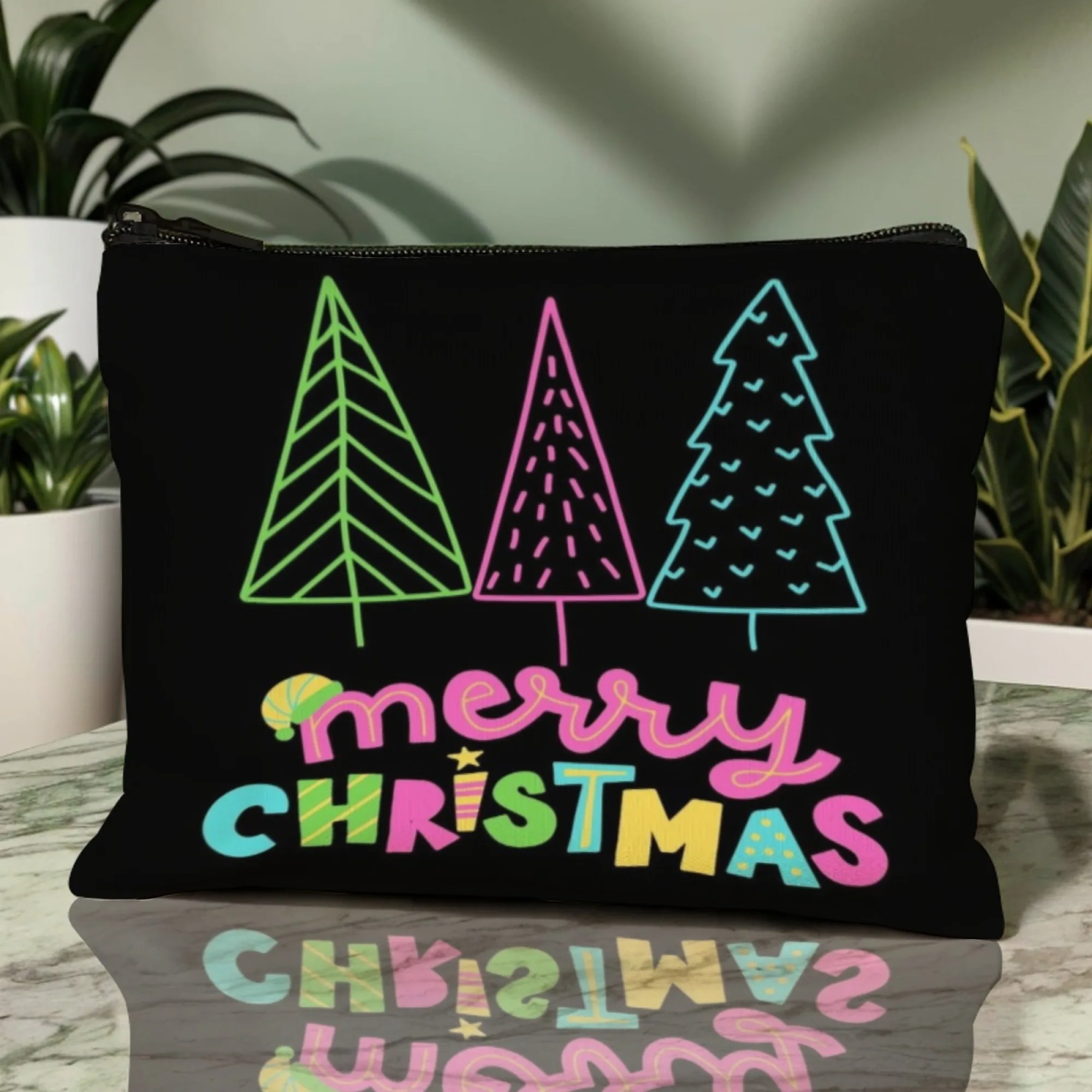 

Красочный рождественский графический чехол, забавный дизайн для хранения косметики, туалетных принадлежностей, легкий вес на молнии