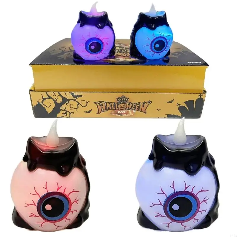 2 حزمة من مصابيح مقلة العين العملية للهالوين، مجموعة تزيين الحفلات ذات تأثير وميض آمن، شمعة إلكترونية آمنة، نسيج بلاستيكي #4