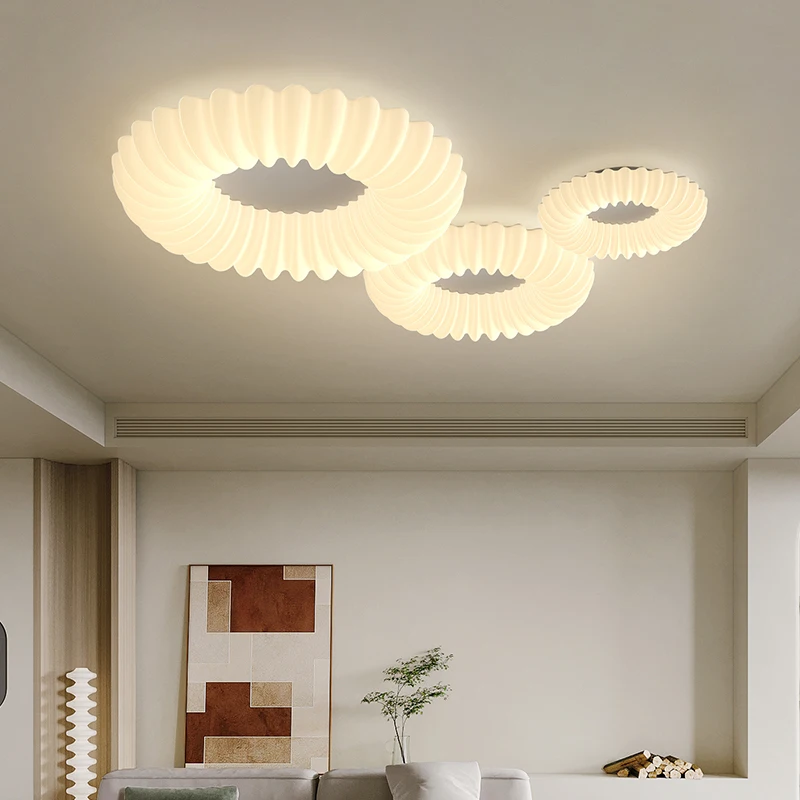 Round Cloud Chandelier With White Crown Nordic Modern Hanging Lamp For Children's Room Bedroom LED Lighting Fixture