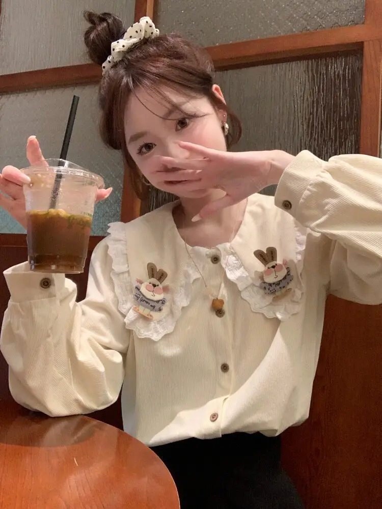 

Женская рубашка с воротником-стойкой и длинным рукавом, модный дизайн, базовый топ, ранняя весна, корейский стиль, свободный крой, на пуговицах, трикотажная