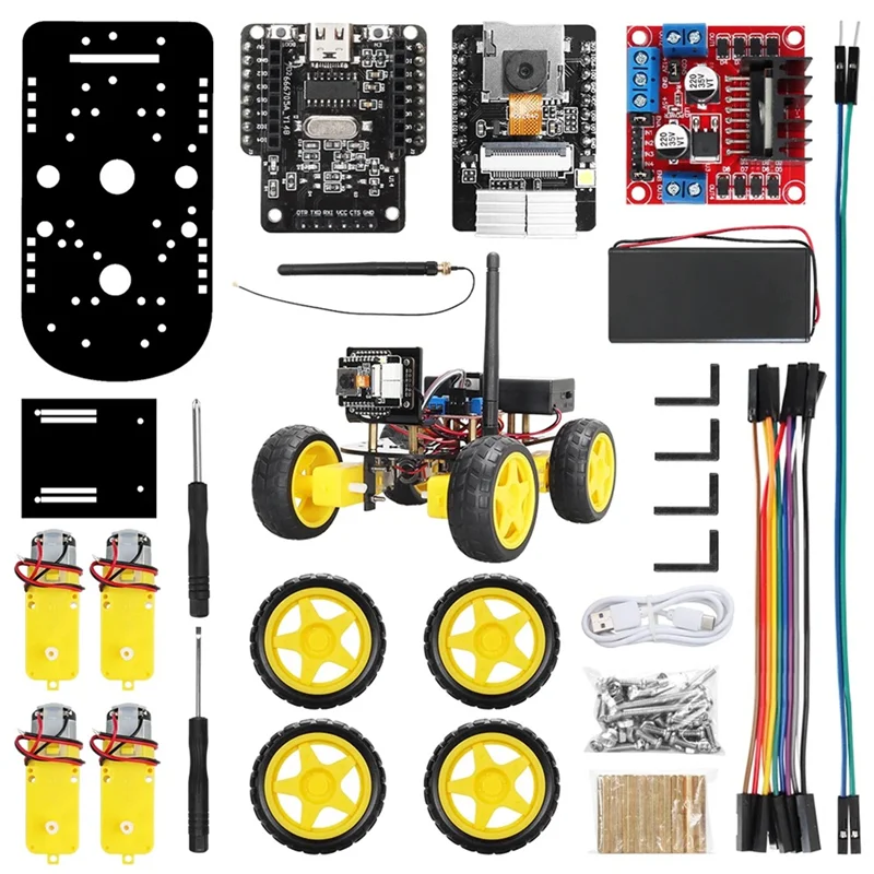 4WD Smart Robot Car ESP32 Camera Wifi Automation Kit for Arduino Programming ESP Robot with Antenna Learning Coding Kit