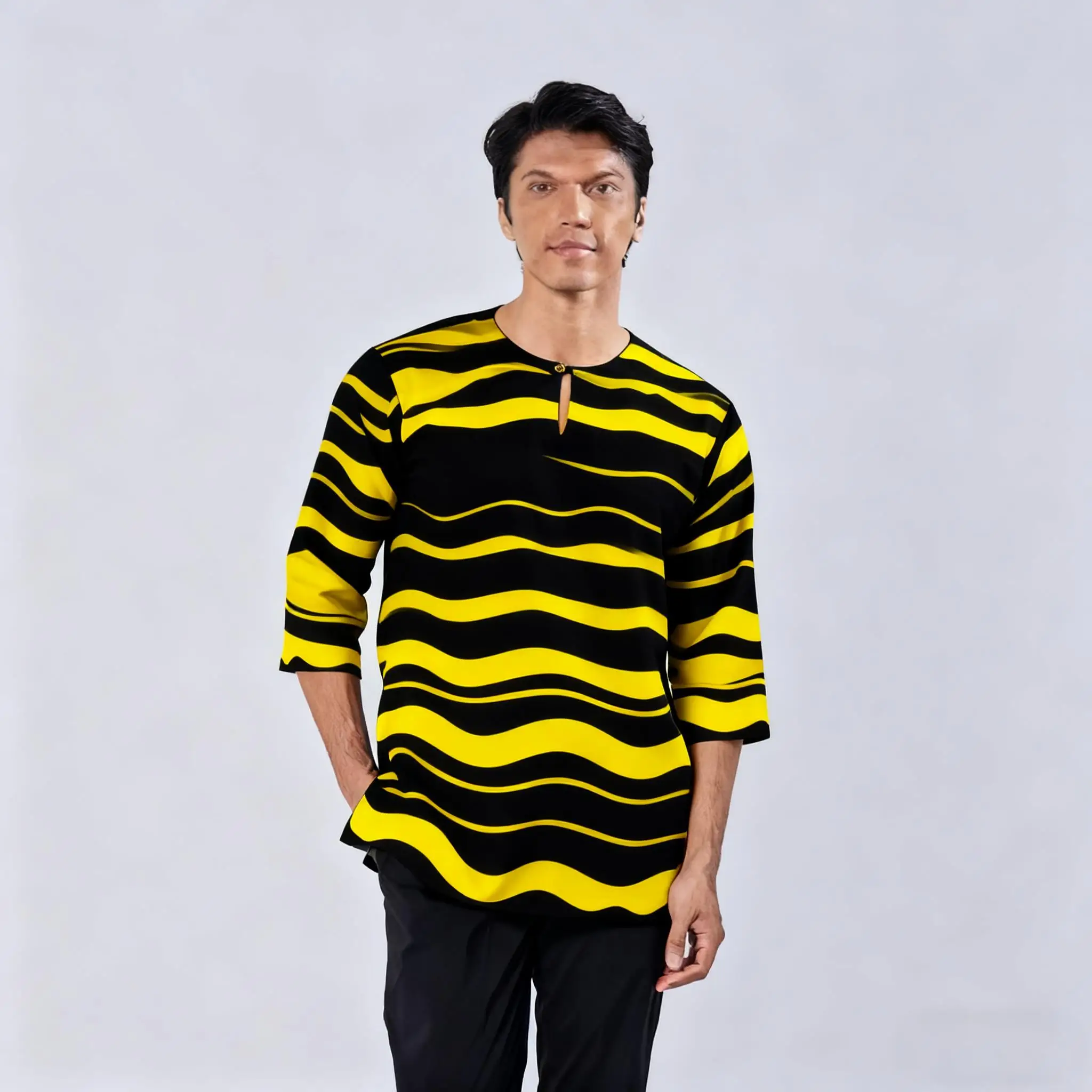 2026 رداء رجالي مسلم بأكمام قصيرة تي شيرت نمط عرقي الوقوف طوق الملابس العربية Vetements أوم Musulman #2