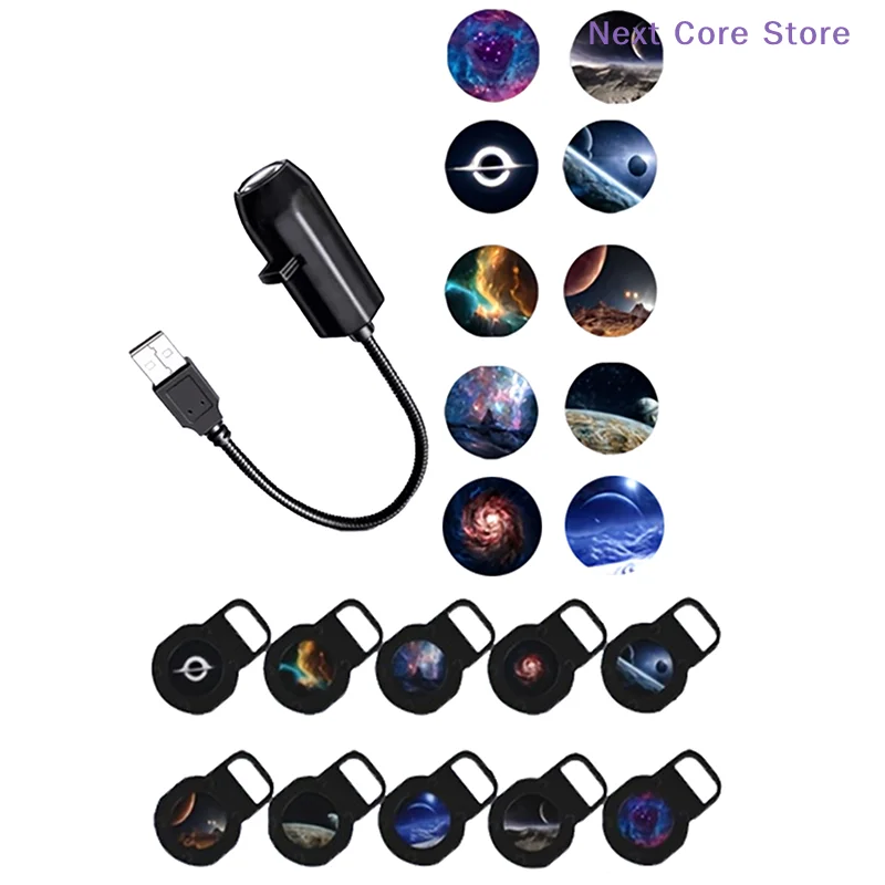 [NC]LED Galaxy Projection Light 1 Light+10 Pictures Change LED Galaxy Projector Starry Sky Lighting Night Light[NC]