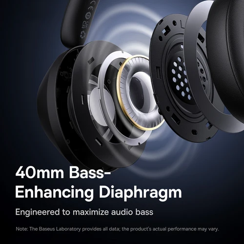 Imagen 2 del producto Baseus Bass 30 Max auriculares inalámbricos Bluetooth 5,3 sobre auriculares mejora de graves diafragma de 40mm auriculares de latencia ultrabaja 50H