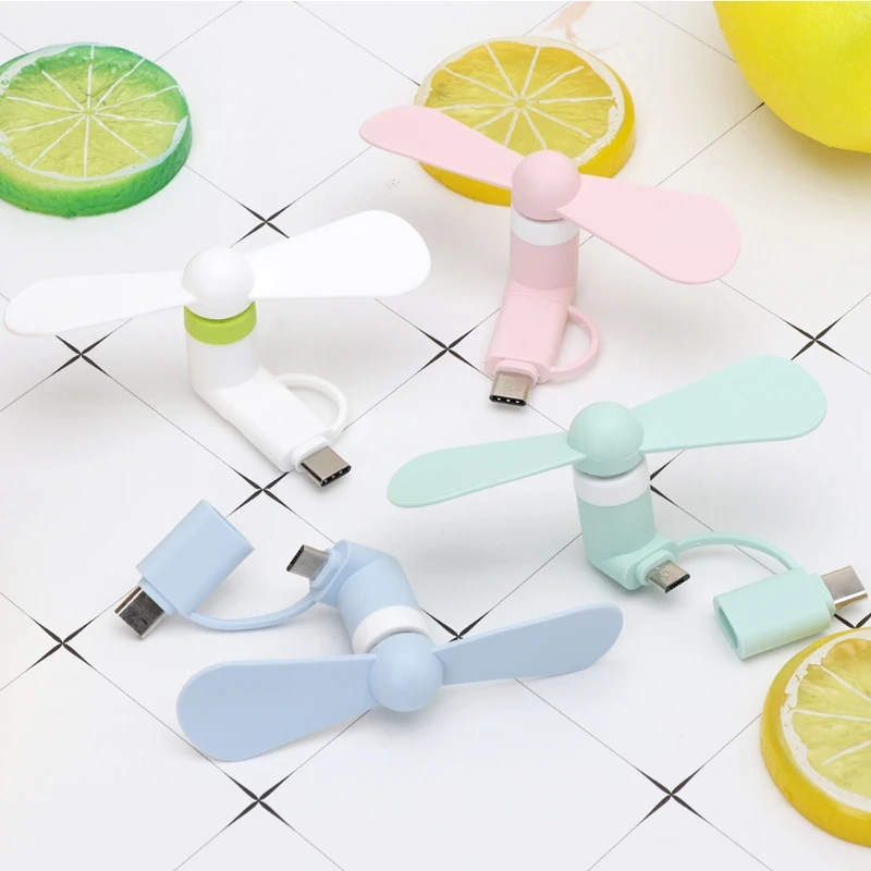 2in1 Typ C Micro USB Mini Fan Kühler Für Samsung Xiaomi Huawei HTC Telefon Mini Tragbare Handy Kleine Fan