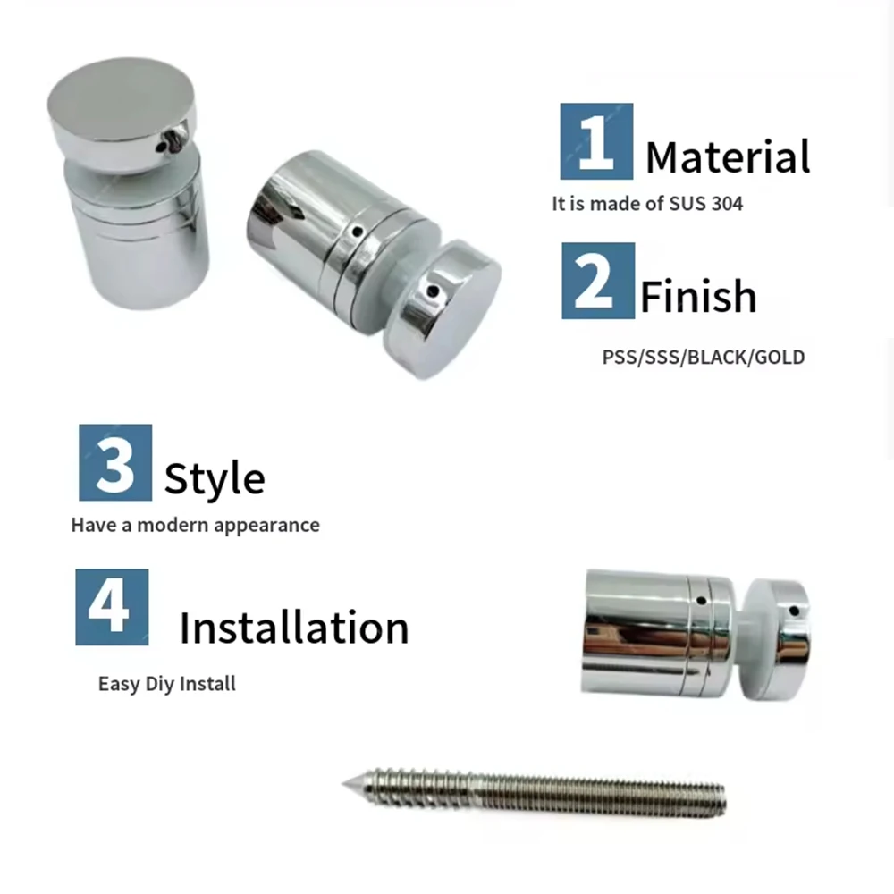 Custom CNC Turning Machined Stainless Steel Frameless Adjustable Glass Post Spacers, Suitable for Railing/Glass Stair Components