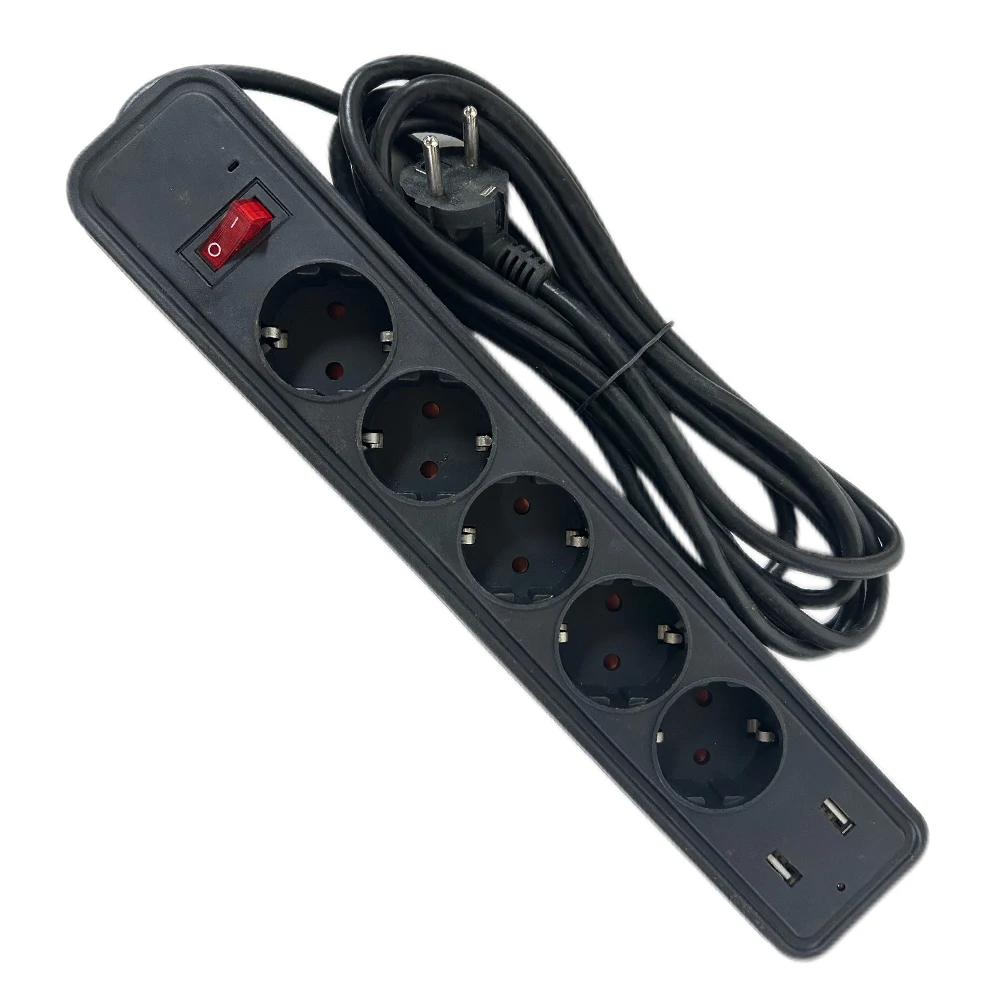 1pcs Multi-function European 2/3/4/5 Jack German Ukraine Russia Power Strip 1.5M EU Extension Outlet 10A 16A Switch Socket 250V