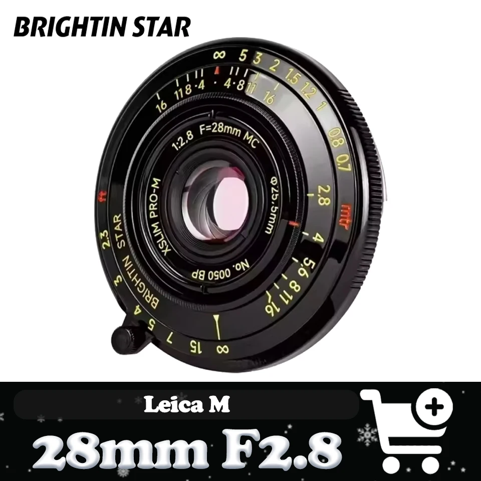 Brightin Star 28mm F2.8 Full Frame Humanities Ultra Thin Cookies Lens compatible with Leica M mount