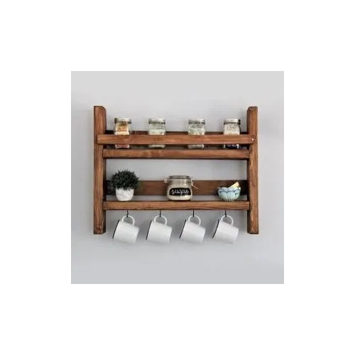 Umutpark Wood Kitchen Shelf Robe Hook and Terek