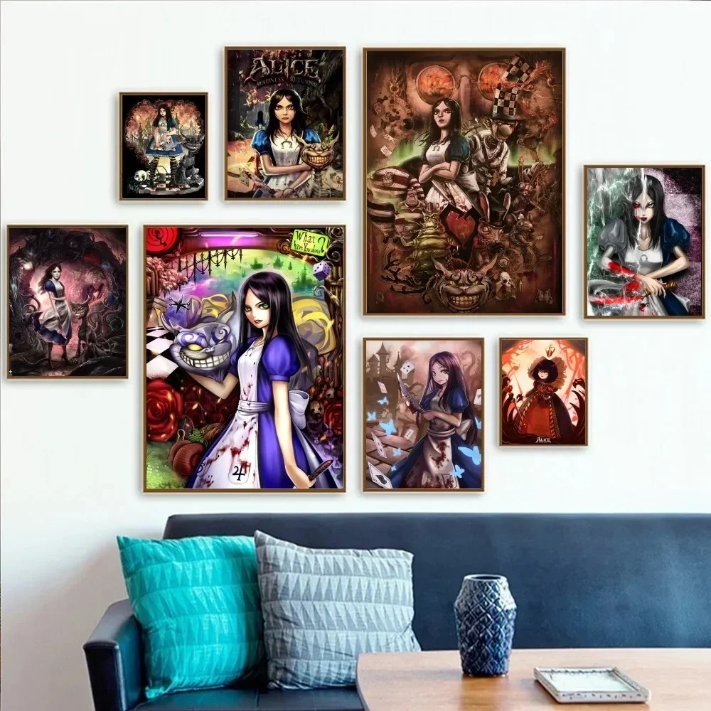 1PC Alice:Madness Returns Retro Print Poster Paper Waterproof HD Sticker Bedroom Entrance Home Living Room Bar Wall Decoration
