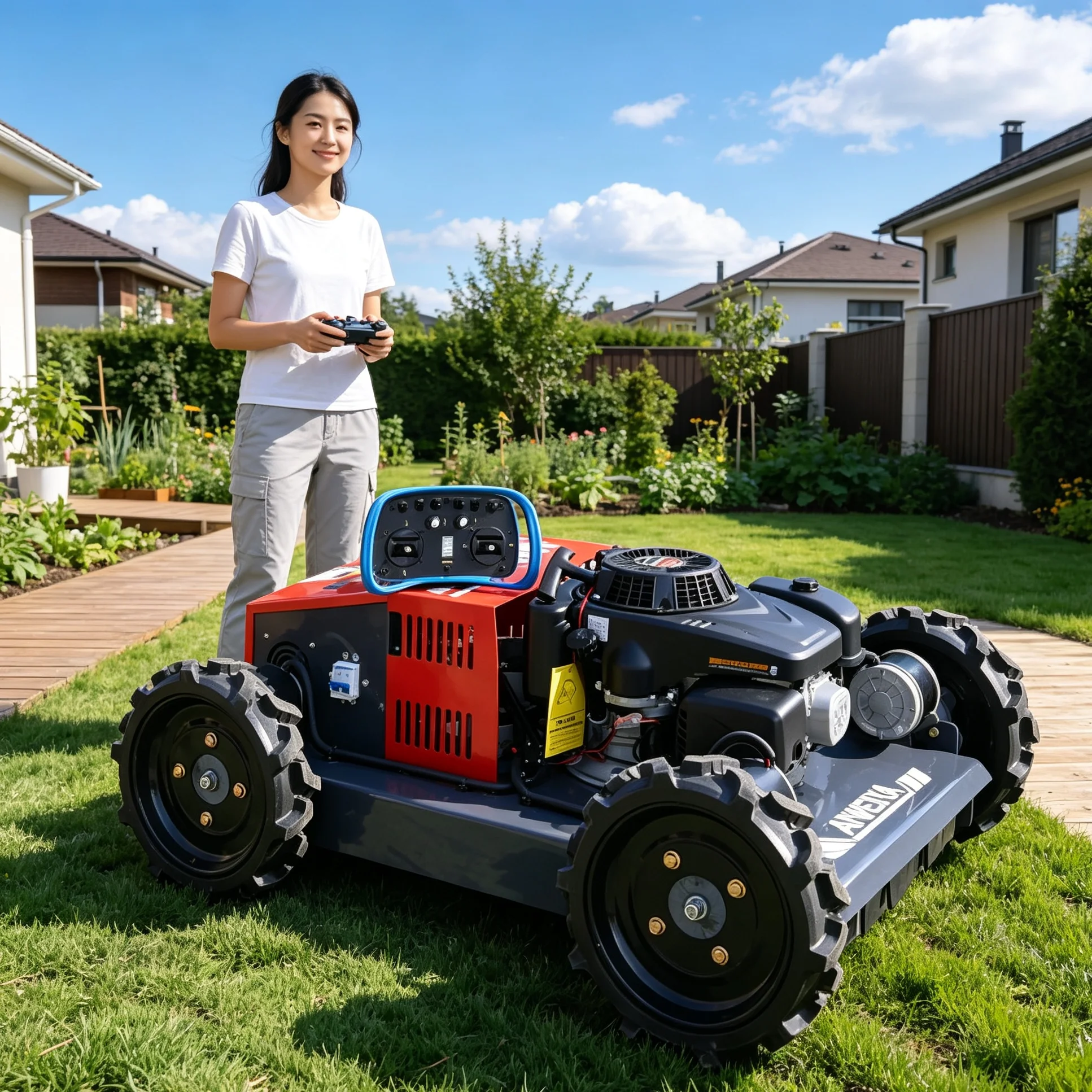 Customized for Backyard Lawn Maintenance, 500W Wheeled Portable Lawn Mower, Lightweight Body & Adjustable Cutting Height