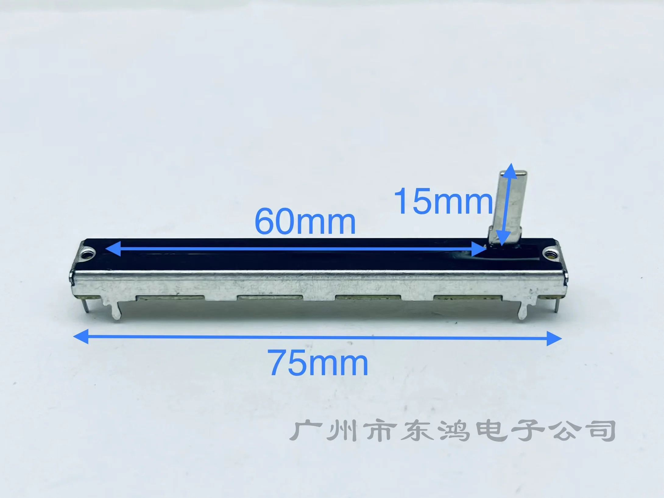 1 PCS QUALITY 75MM STRAIGHT SLIDE POTENTIOMETER STROKE 60MM B10K TRIPLE PIN POSITION SHAFT LENGTH 15MM