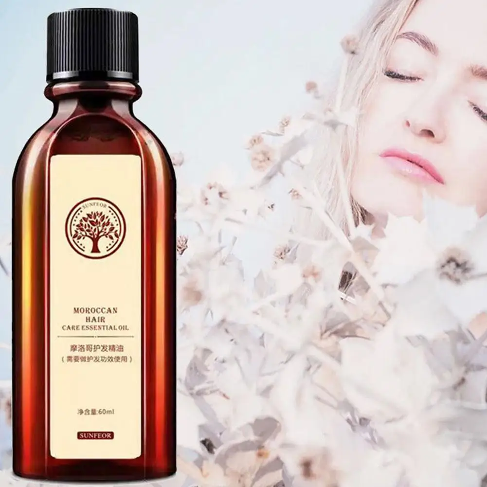 

60ml Pure Morocco Hair Essential Oil Argan Essence Nourish Scalp Repair Dry Damaged Hair For Split Ends Hot Sale I7j4