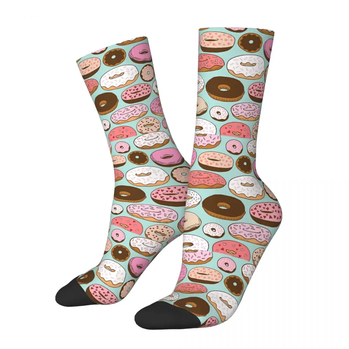 Happy Funny Forever Men's Socks Retro Harajuku Donut Dessert Hip Hop Novelty Casual Crew Crazy Sock Gift Printed