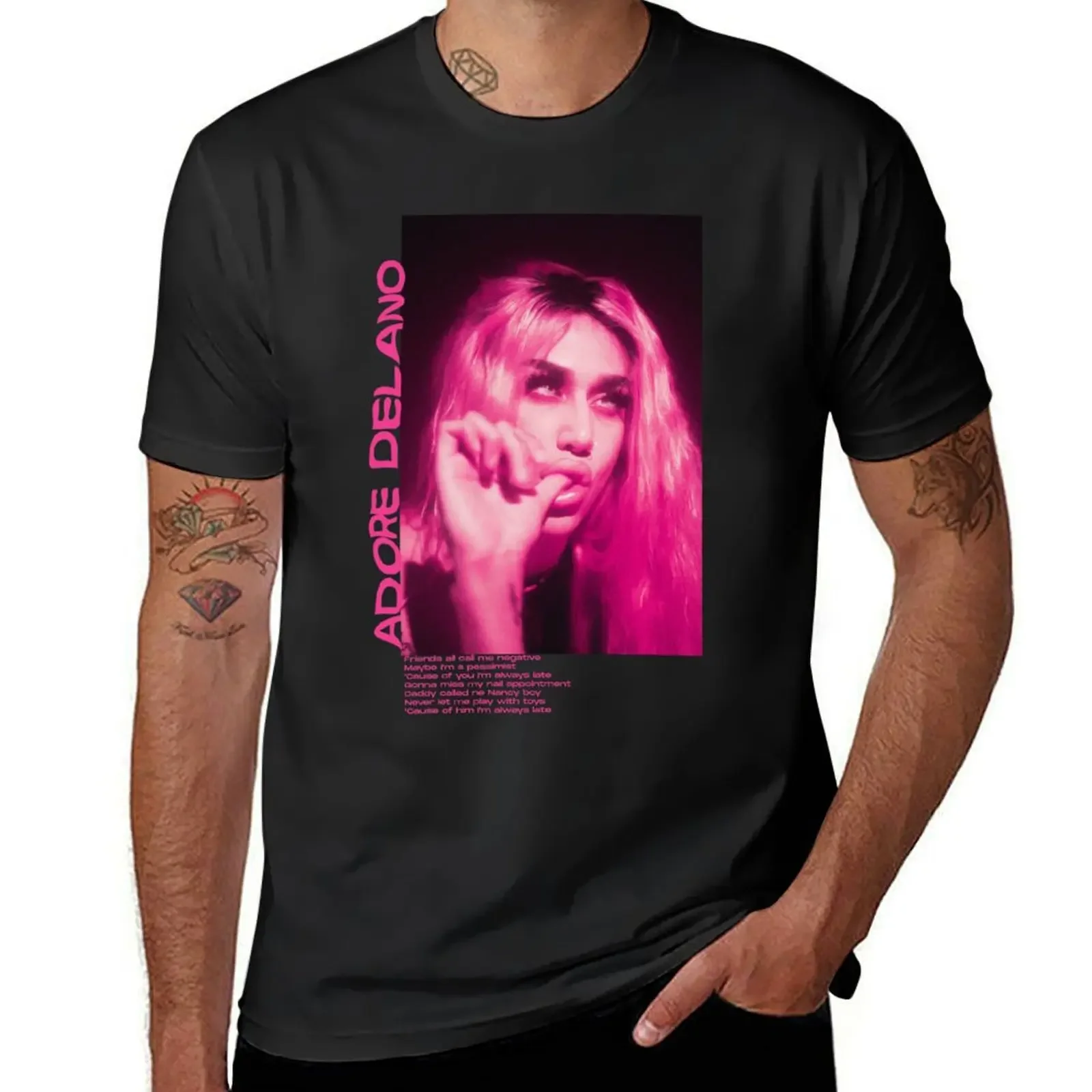 

adore delano || pink negative Nancy T-Shirt customs design your own oversizeds outfits for men