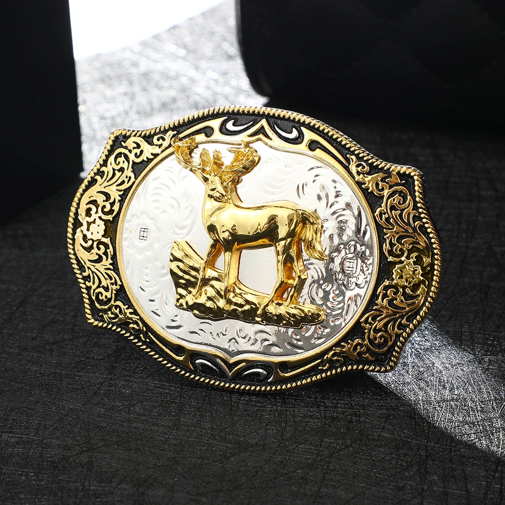 Two tone personality novelty Western animal gift giving versatile trendy men's belt buckle