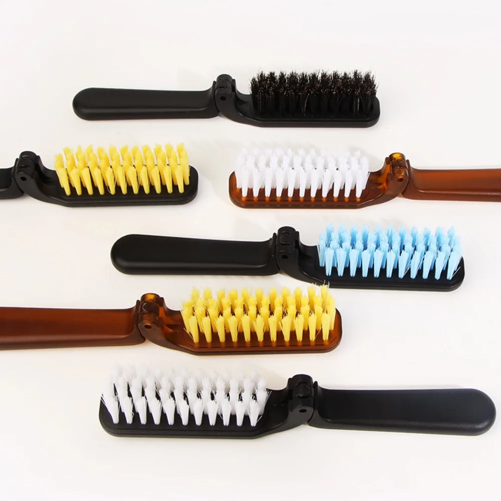 New Amber Boar Bristle Hair Brush Foldable Portable Styling Tool Head Massager Scalp Massage Beard Brush