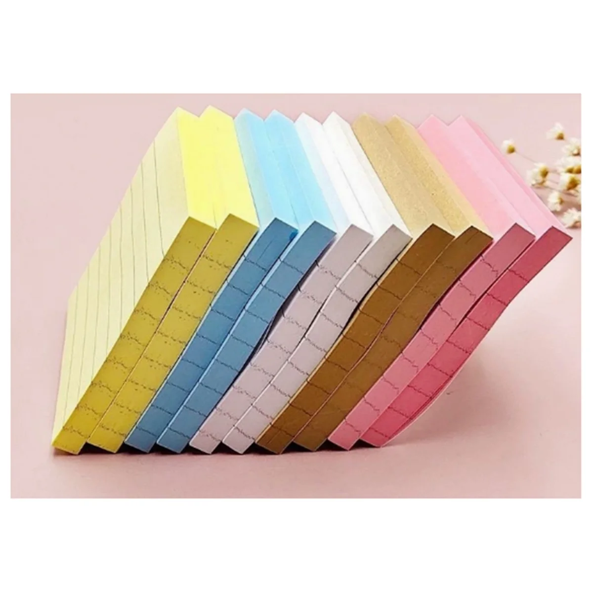 ใหม่เรียงราย Sticky Notes 3x3 นิ้วโพสต์ Sticky Notes ที่มีเส้น, หลายสีปกครองที่มีสีสัน Super Sticking Power Memon Pads
