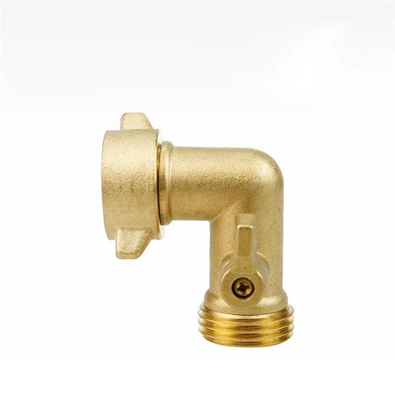 정원 호스용 차단 밸브가 있는 가장 구리 90도 호스 엘보 어댑터 3/4인치 미국 연결