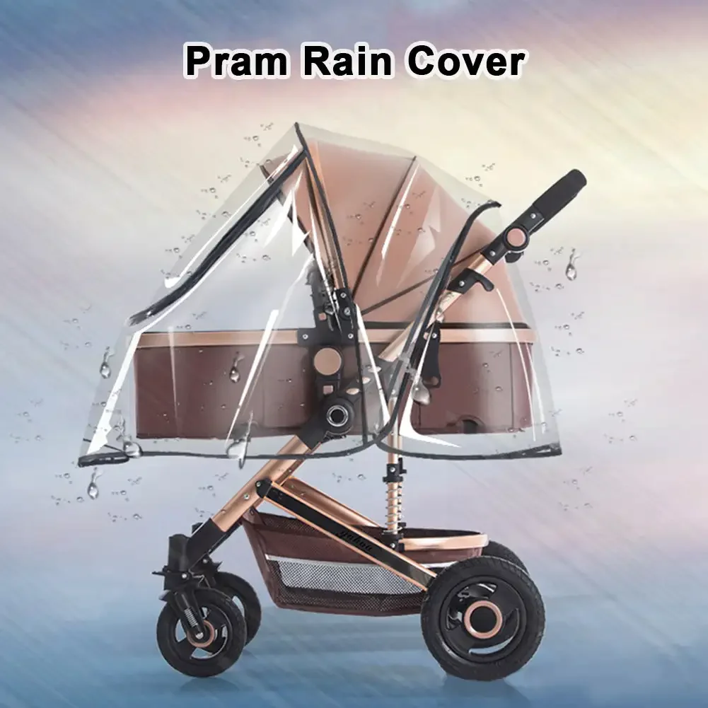 Capa De Chuva De Carrinho De Bebê, Capa De Pram Impermeável, Escudo De Poeira De Vento, Zipper Transparente Aberto Para Pushchairs Raincoat, Acessórios De Carrinho De Carrinho