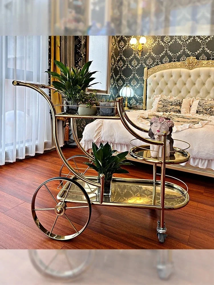 Commercial 4-Story Mobile Beverage Cart for Restaurants Hotels Cafes Bars Catering Delivery Tea Coffee Service Food Service