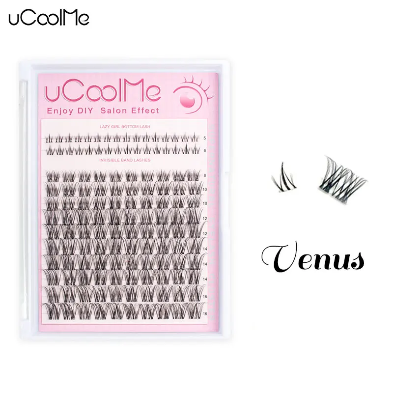 

UCoolMe Venus Eyelashes With Invisible Band Home DIY Eyelash Extension Beginner Friendly Lashes Clusters Makeup For Girl